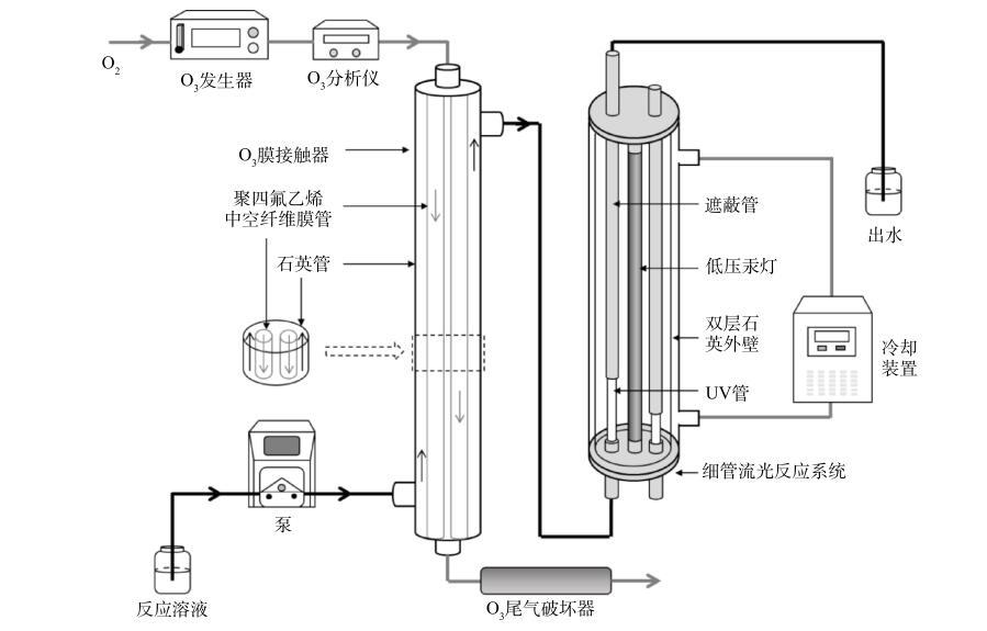 膜接触 O3 -UV 实验装置示意图